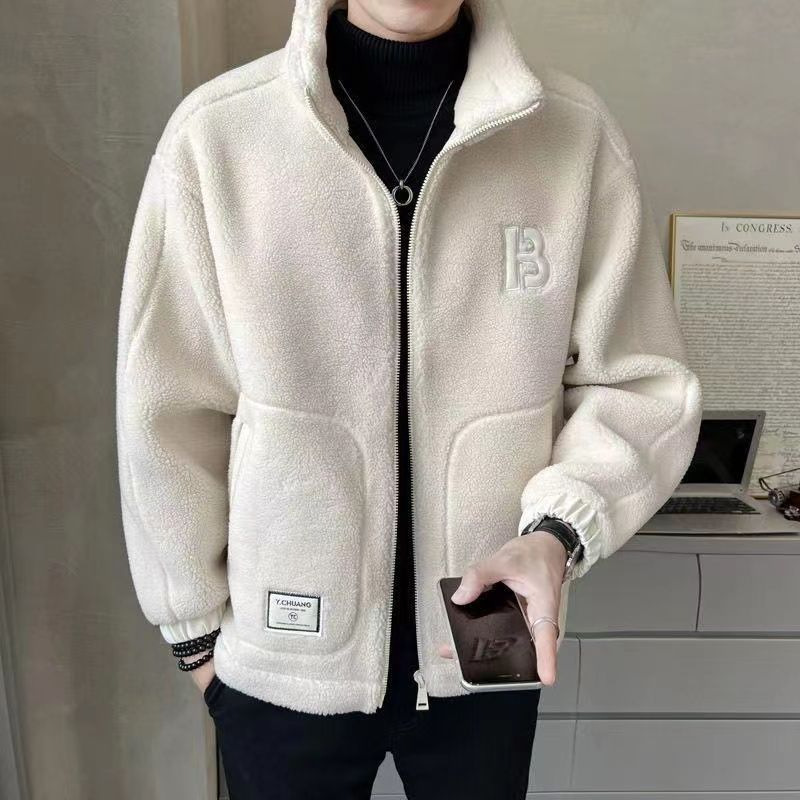 Gefütterte Herrenjacke mit Lammfleece-Imitat
