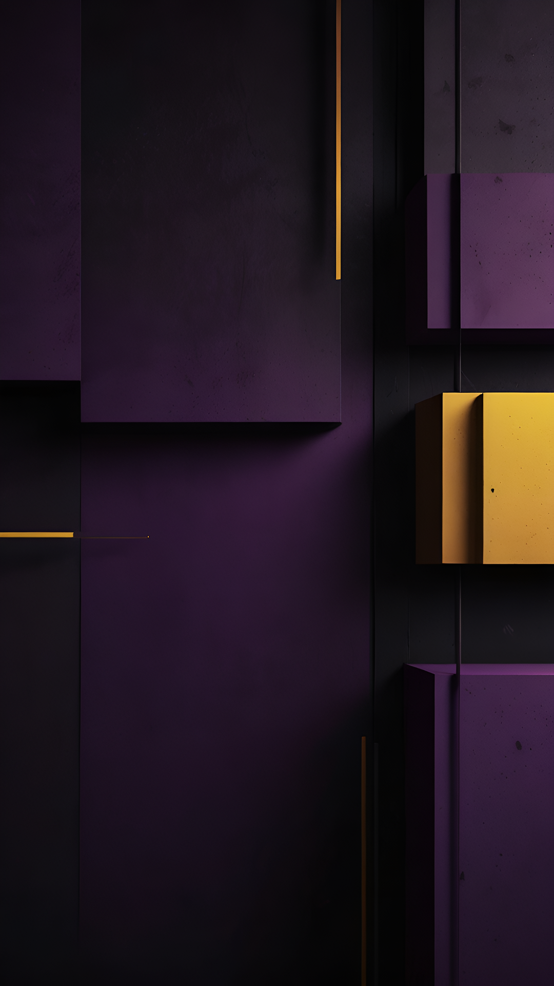 Abstract purple and gold geometric shapes with dark textures - Free 4K mobile Wallpaper