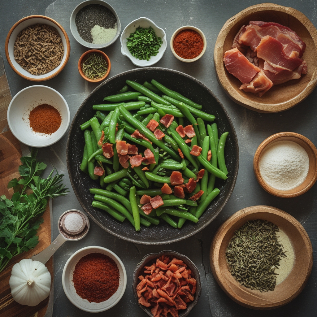 Ingredients for Bacon Loaded Green Bean Casserole – Easy, Comforting, and Family-Friendly