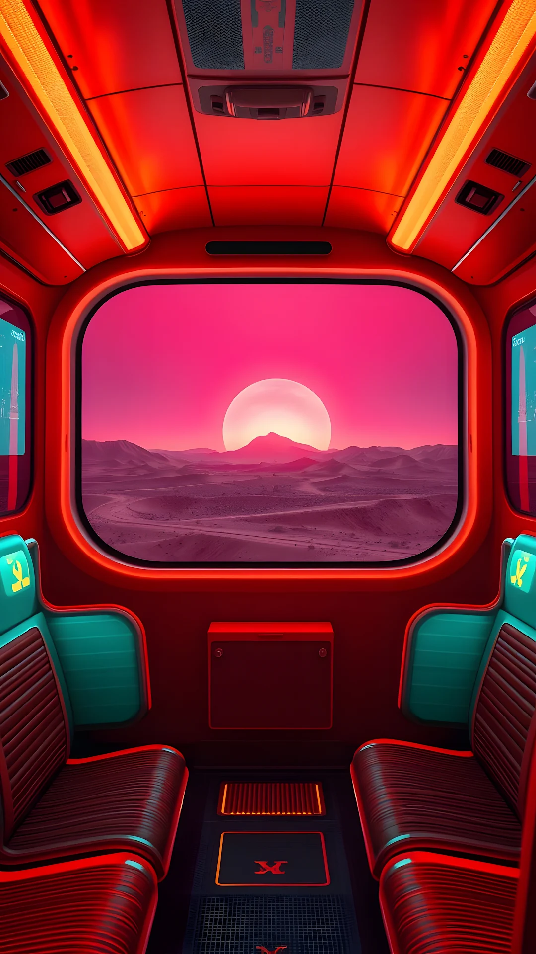 Futuristic Train Desert Sunset View - Free 4K mobile Wallpaper