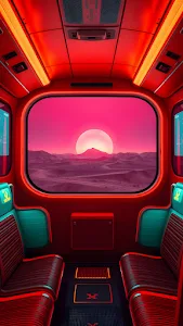 Futuristic Train Desert Sunset View