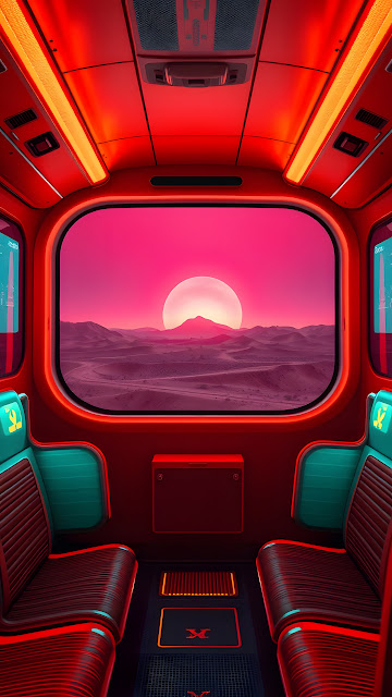 Futuristic Train Desert Sunset View - Free mobile Wallpaper
