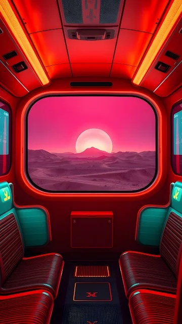 Futuristic Train Desert Sunset View