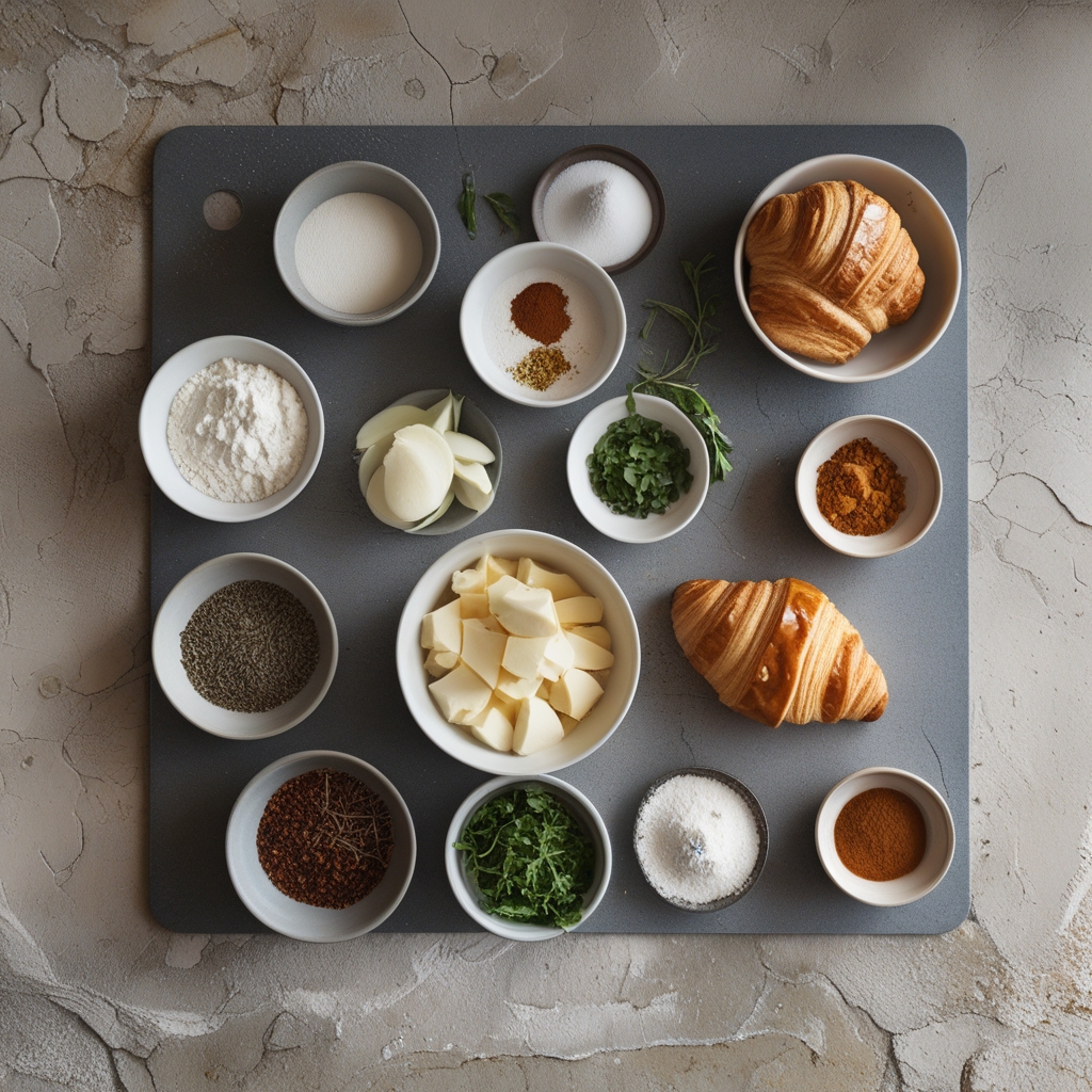 Ingredients for Boston Cream Croissants with Rich Chocolate Glaze - Easy Homemade Dessert