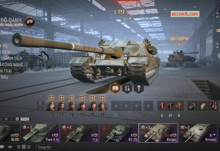 Bán acc World of Tanks PC có sẵn 2 tank cấp 11 Breaker, BZ-7...