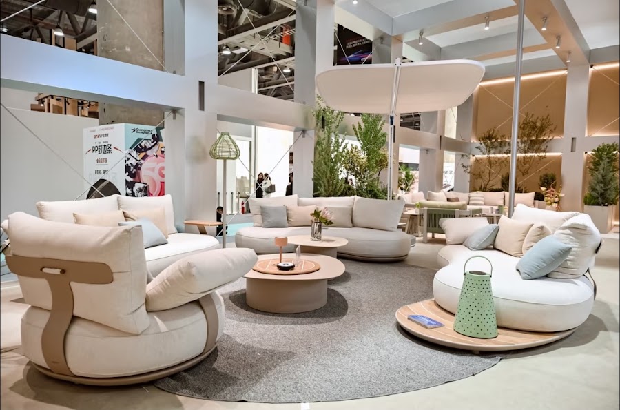 Outdoor rattan and patio furniture showroom at Canton Fair