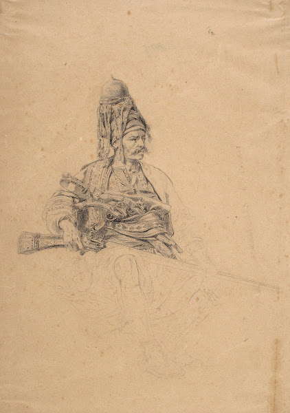 Sitting zeybek with a rifle  study for the painting 1864   1876