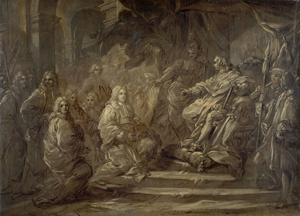 Louis XV recevant le corps de la Ville à loccasion de la publication de la paix