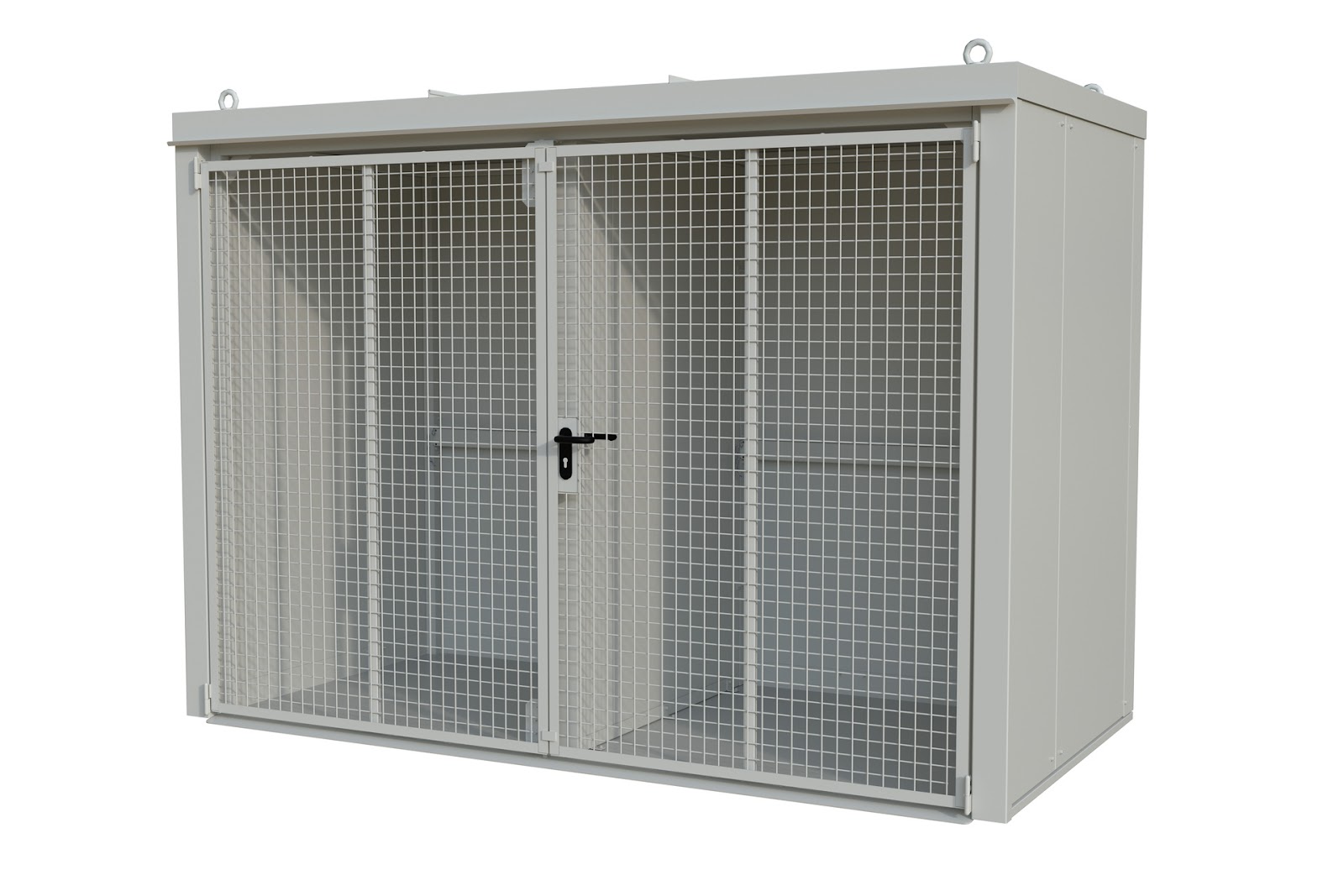 Gasflessen-container GFC-B/W M4, gelakt, Grijswit