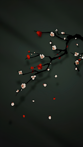 Minimalist Plum Blossom Branch with Falling Petals