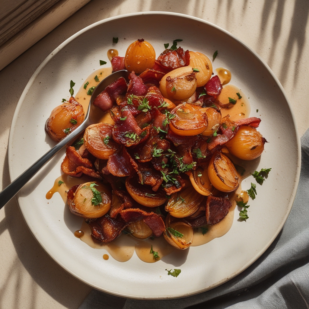 Sweet & Savory Honey-Glazed Shallots with Crispy Bacon – Easy Homemade Side Dish finished