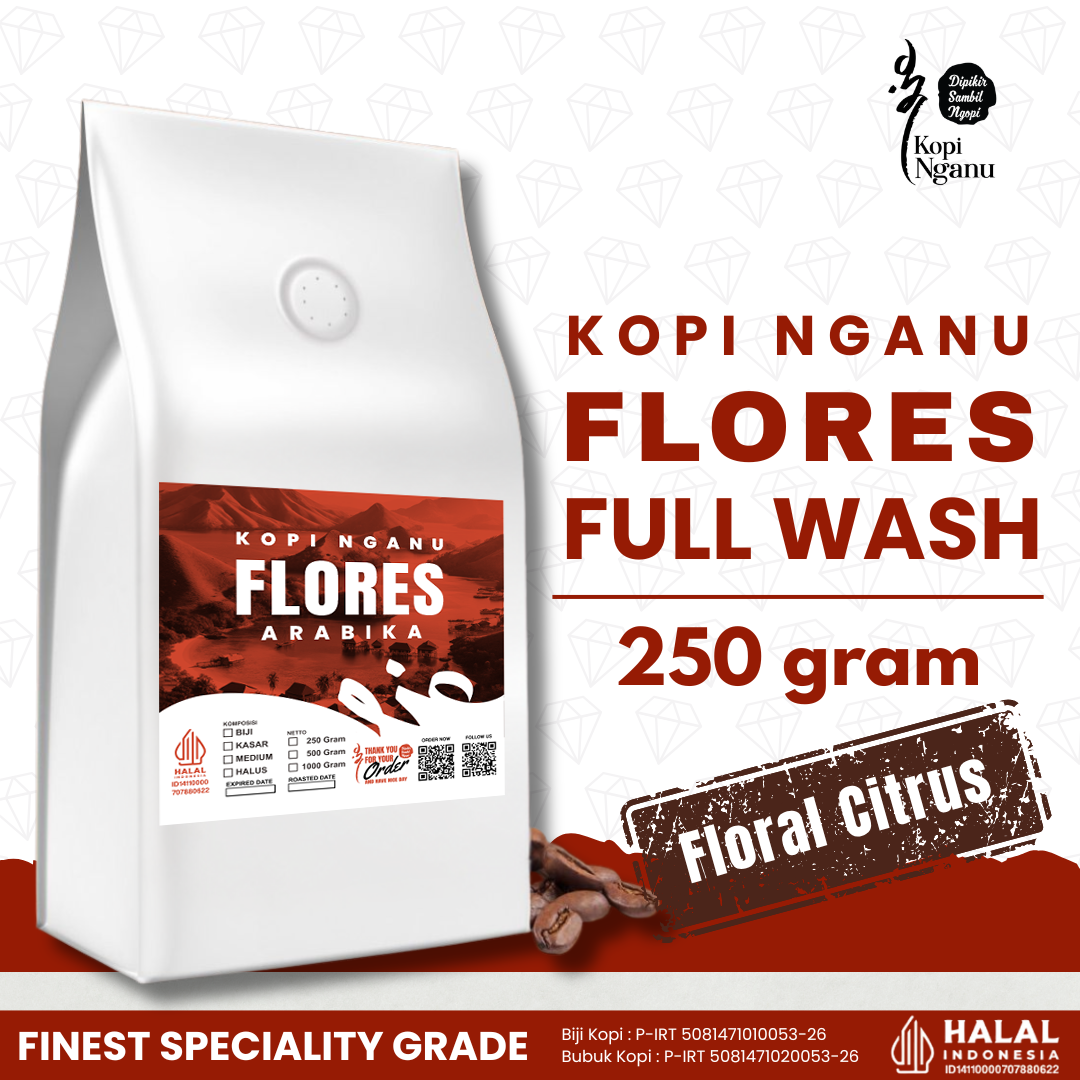 Kopi Arabika Flores kemasan Nganu — produk kopi bubuk bersertifikat BPOM