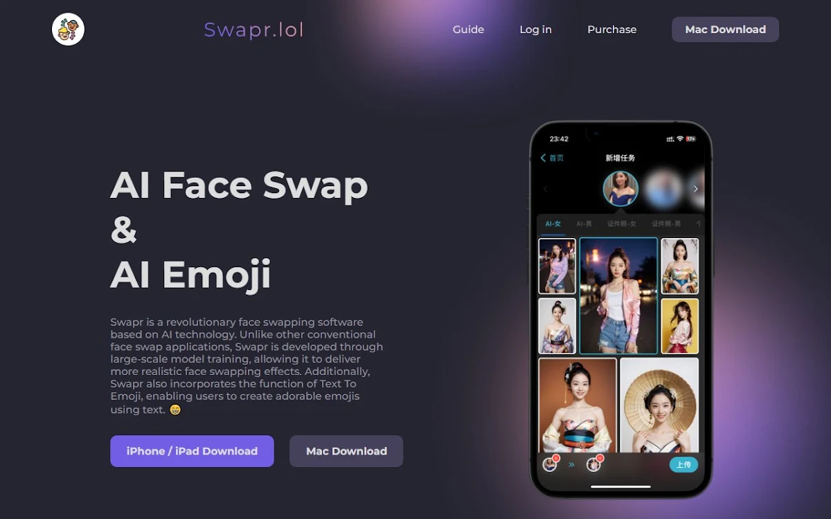 Captura de Swapr - AI Face Swap & AI Emoji