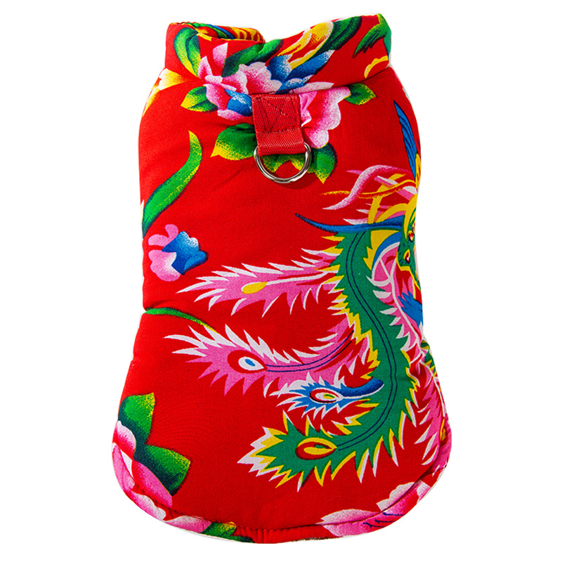 Padded dog coat with leash clip