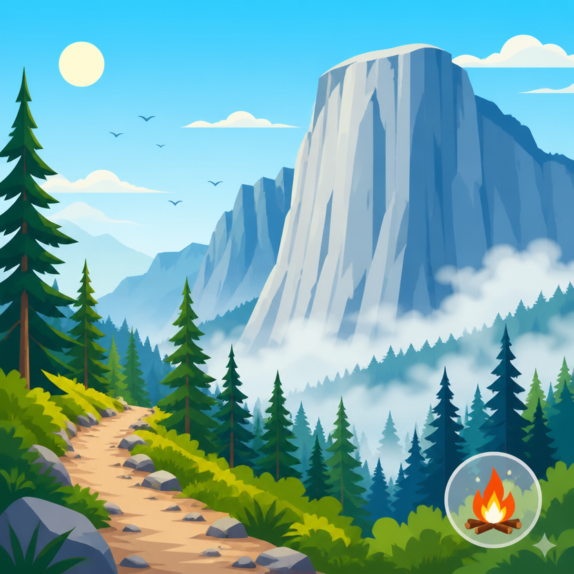 Pemandangan tebing dan lembah di Yosemite National Park