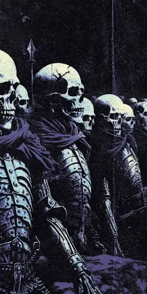 Skeleton Army, Dark Fantasy, Grim Reaper, Undead Warriors 5K Wallpaper Background