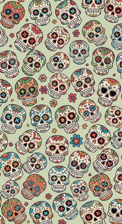Colorful Sugar Skulls Pattern