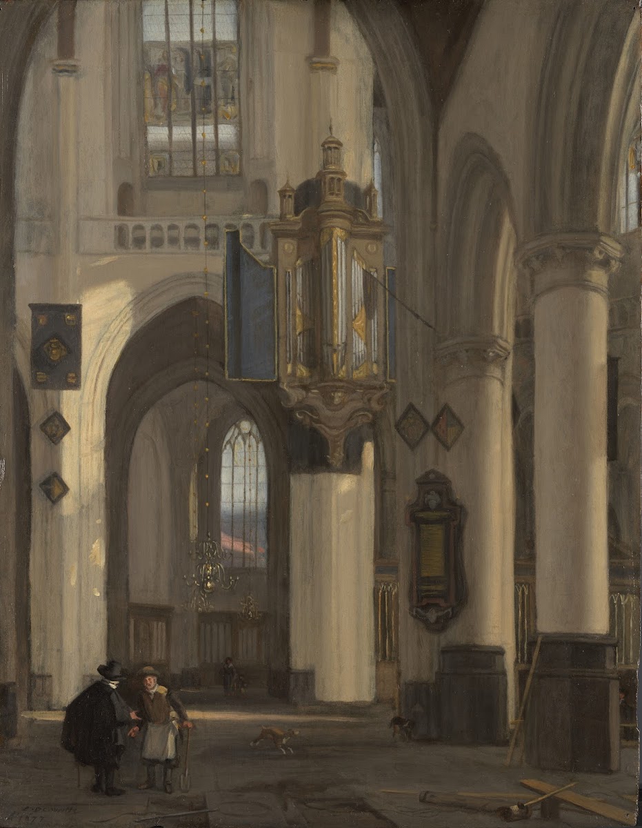 Interior of a Protestant Gothic Church with Motifs from the Oude and Nieuwe Kerk