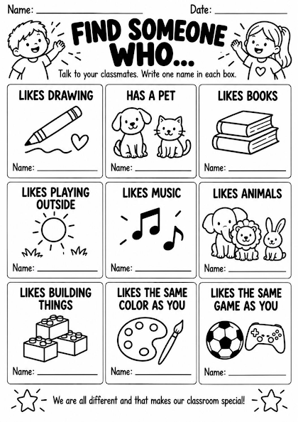 Find Someone Who Icebreaker Worksheet