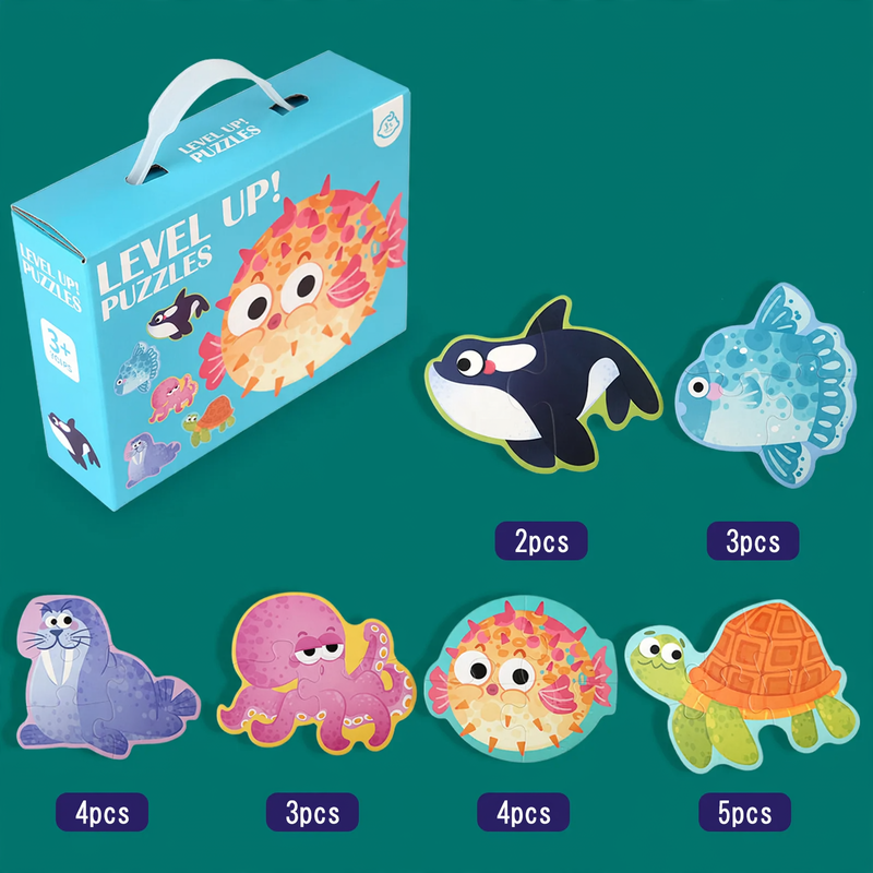 Wooden Puzzle Set Little Explorer, 6 Themes