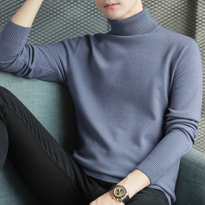 Men's knit sweater with stand-up collar