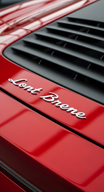 Red Sports Car Engine Bay Vent and Script Badge - Free mobile Wallpaper