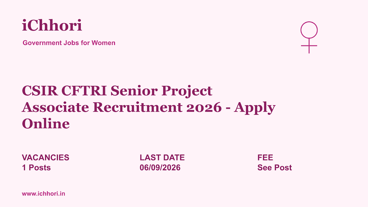 CSIR CFTRI Senior Project Associate Recruitment 2026 - Apply Online - iChhori