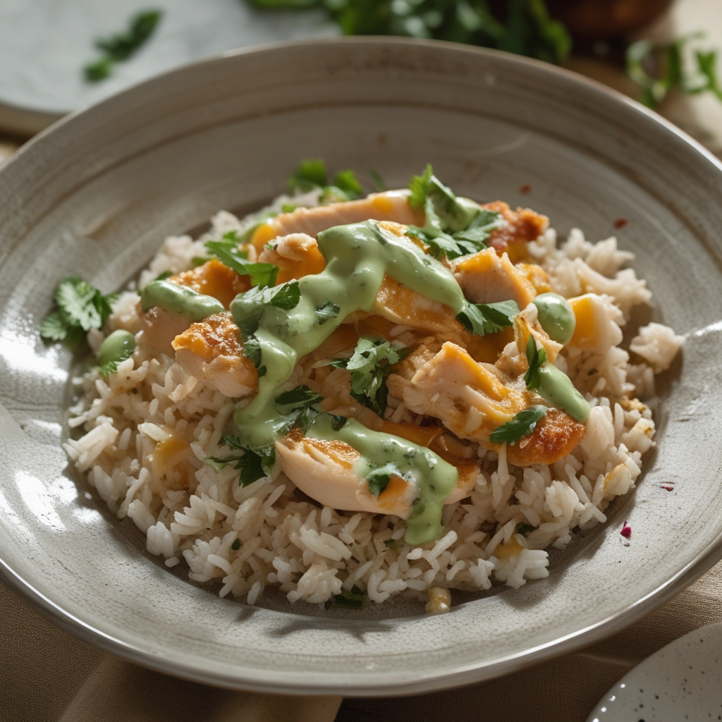 Easy Peruvian Chicken and Rice with Creamy Green Sauce – Quick & Flavorful Weeknight Dinner