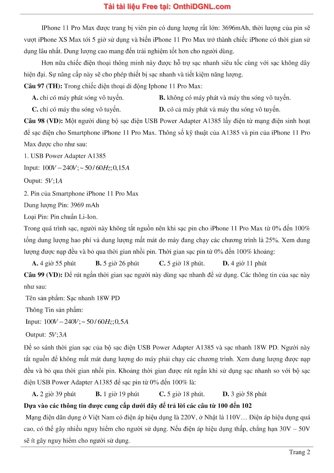 300 bài tập môn Vật Lý - Ôn thi ĐGNL ĐHQG TPHCM Phần 23