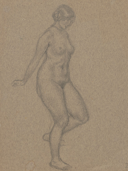 Naked woman standing on one leg 1895 1928
