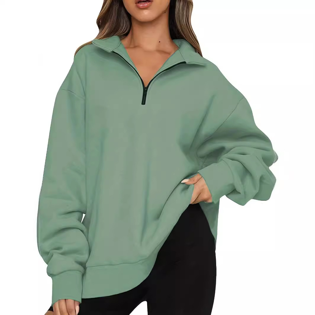 Women's sweatshirt with zip and stand-up collar