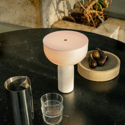 Mushroom-shaped table lamp, marble, LED, touch switch