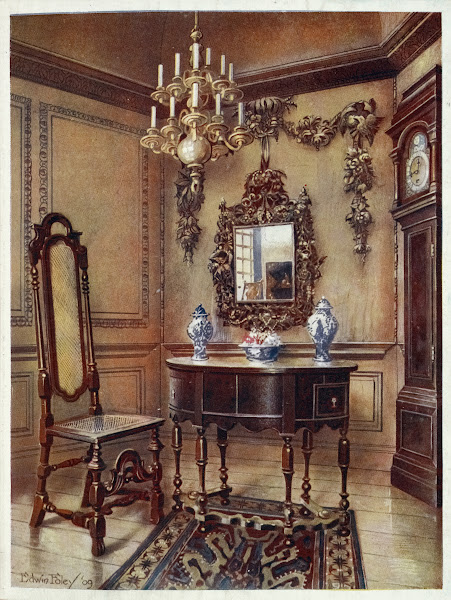 Panelling from an old house Mirror frame Walnut table walnut chair Walnut high c