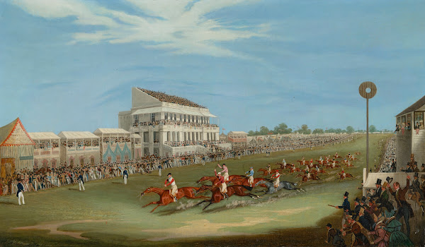 The Finish of the Derby Stakes 1833 with Mr Isaac Sadlers Dangerous J Chapple up