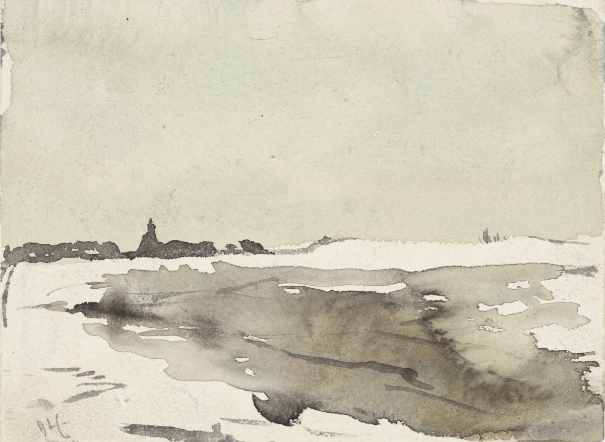 Winterlandschap met kerkje in het verschiet 1860   1921