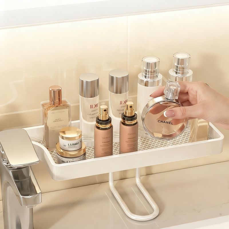Badezimmer-Ablage für Waschbecken ohne Bohren