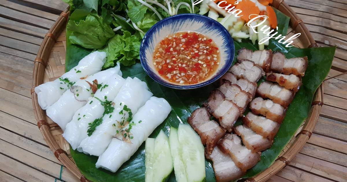 Bánh ướt, thịt ba chỉ giòn da