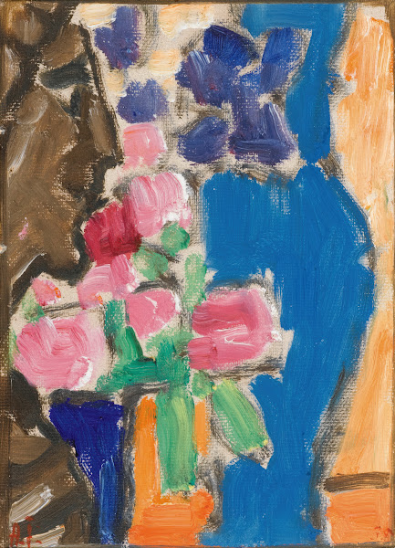 Still Life Flower Still Life With Vase And Figure Semi Profile