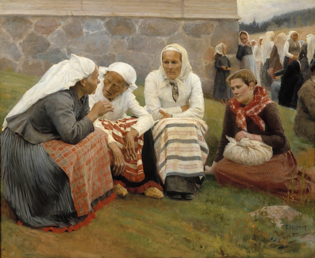 Women Outside The Church At Ruokolahti 1887