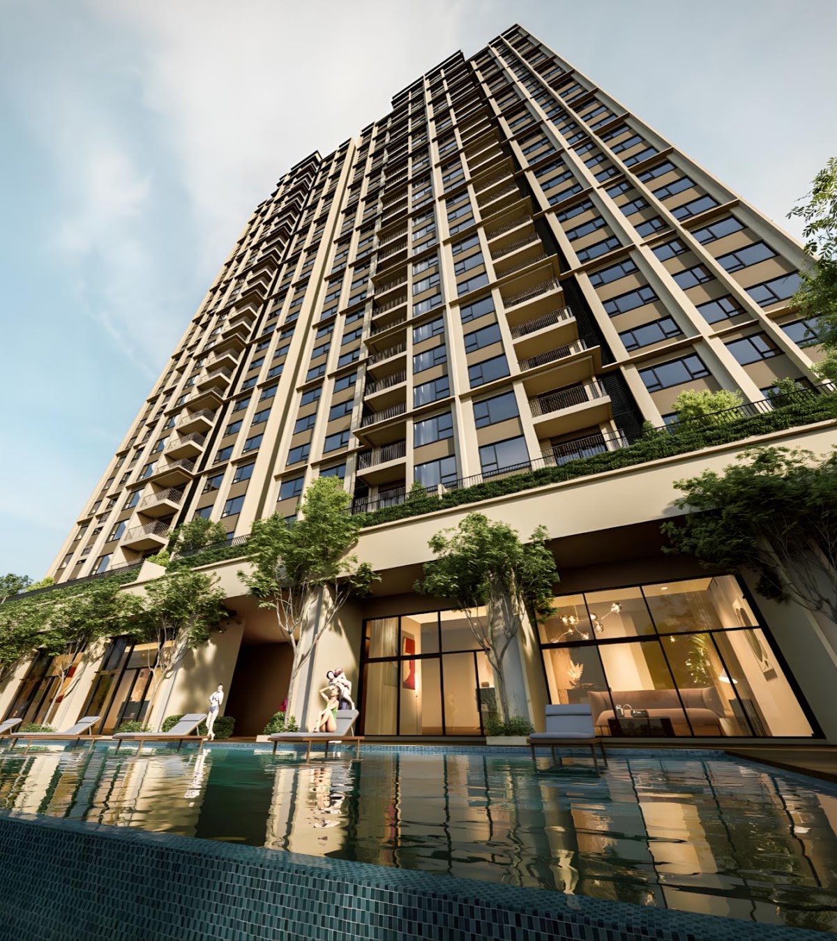 Petaling Jaya Residences 外观与泳池平台（建筑效果图）