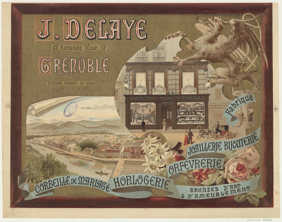 J Delaye Grenoble Fabrique de joaillerie bijouterie orfévrerie horlogerie 1892