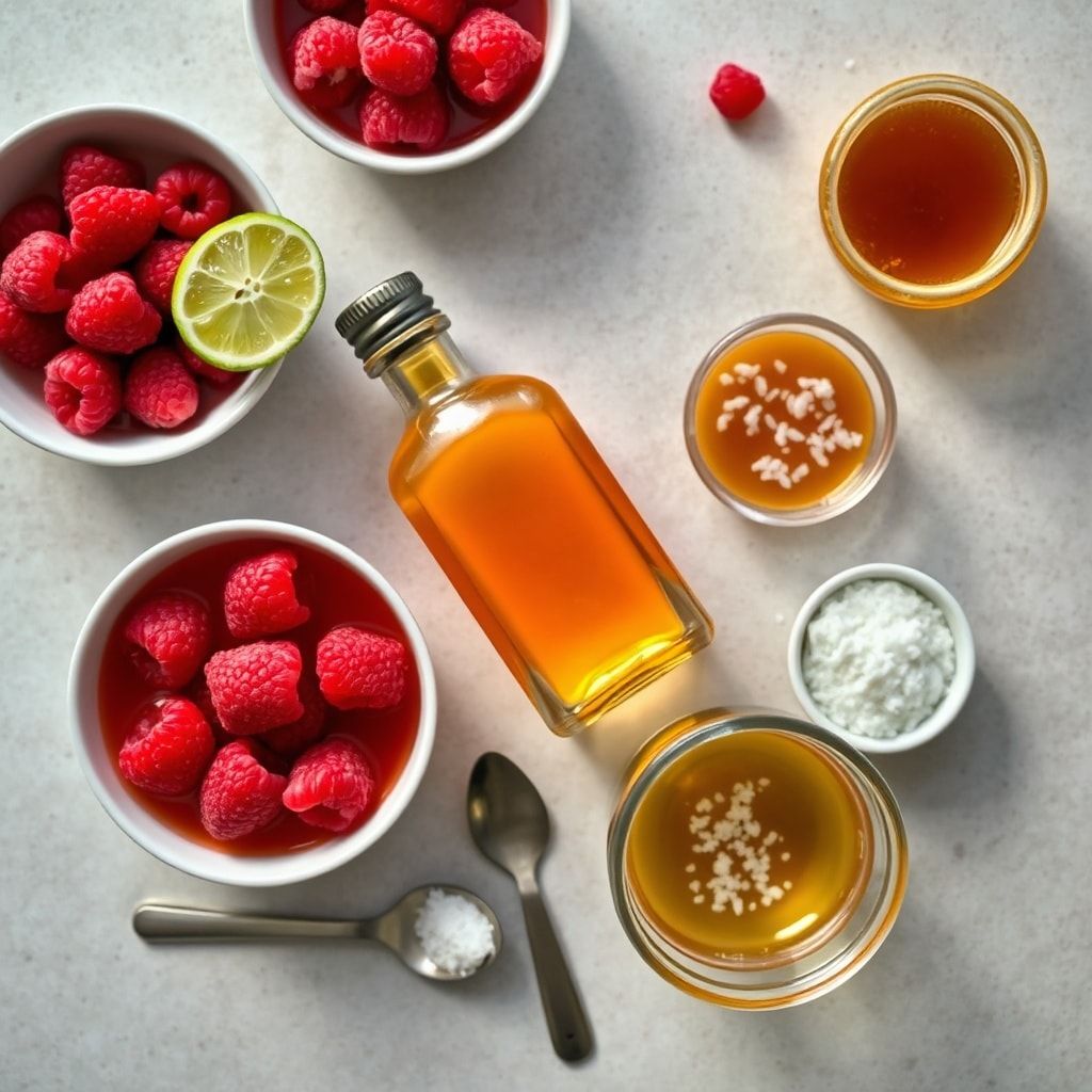 Ingredients for Fresh Raspberry Passionfruit Tequila Sour Cocktail Recipe – Easy 5-Minute Homemade Sipper