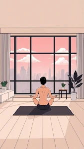 LoFi Meditation View Pink City Sunset Skyline Art