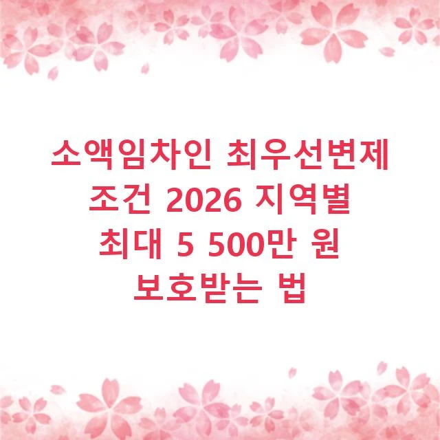 소액임차인 최우선변제 조건 2026 지역별 최대 5 500만 원 보호받는 법