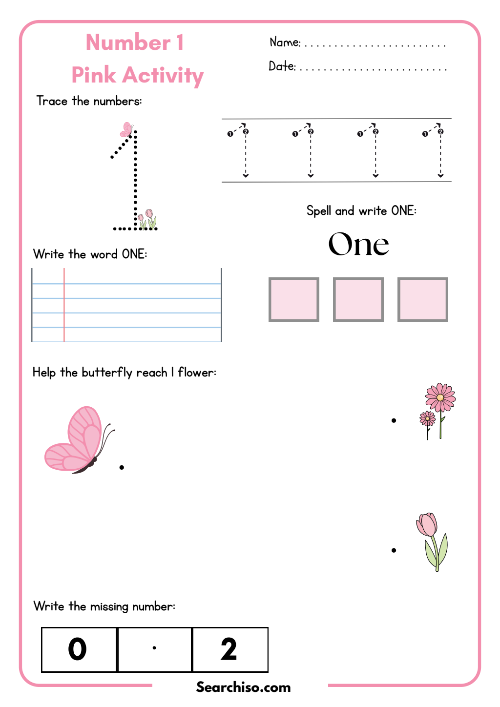 Numerical Foundations: The Number One Trace and Write Activity PDF printable