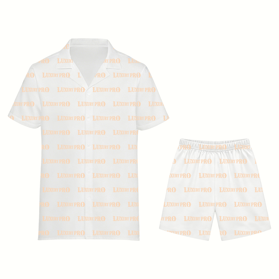 AOP HY Men's Short Sleeve Shirt & Shorts Pajama Set