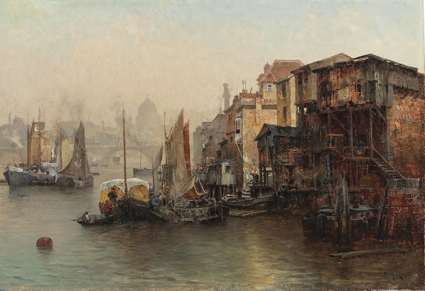 A View Of The Thames In The Background St Pauls Cathedral 1885