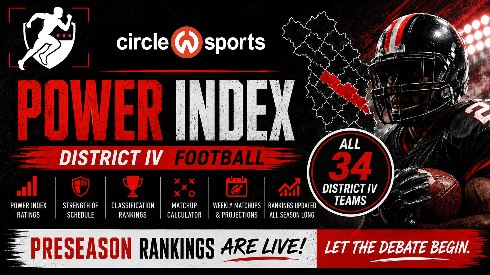 Circle W Sports Launches District IV Football Power Index