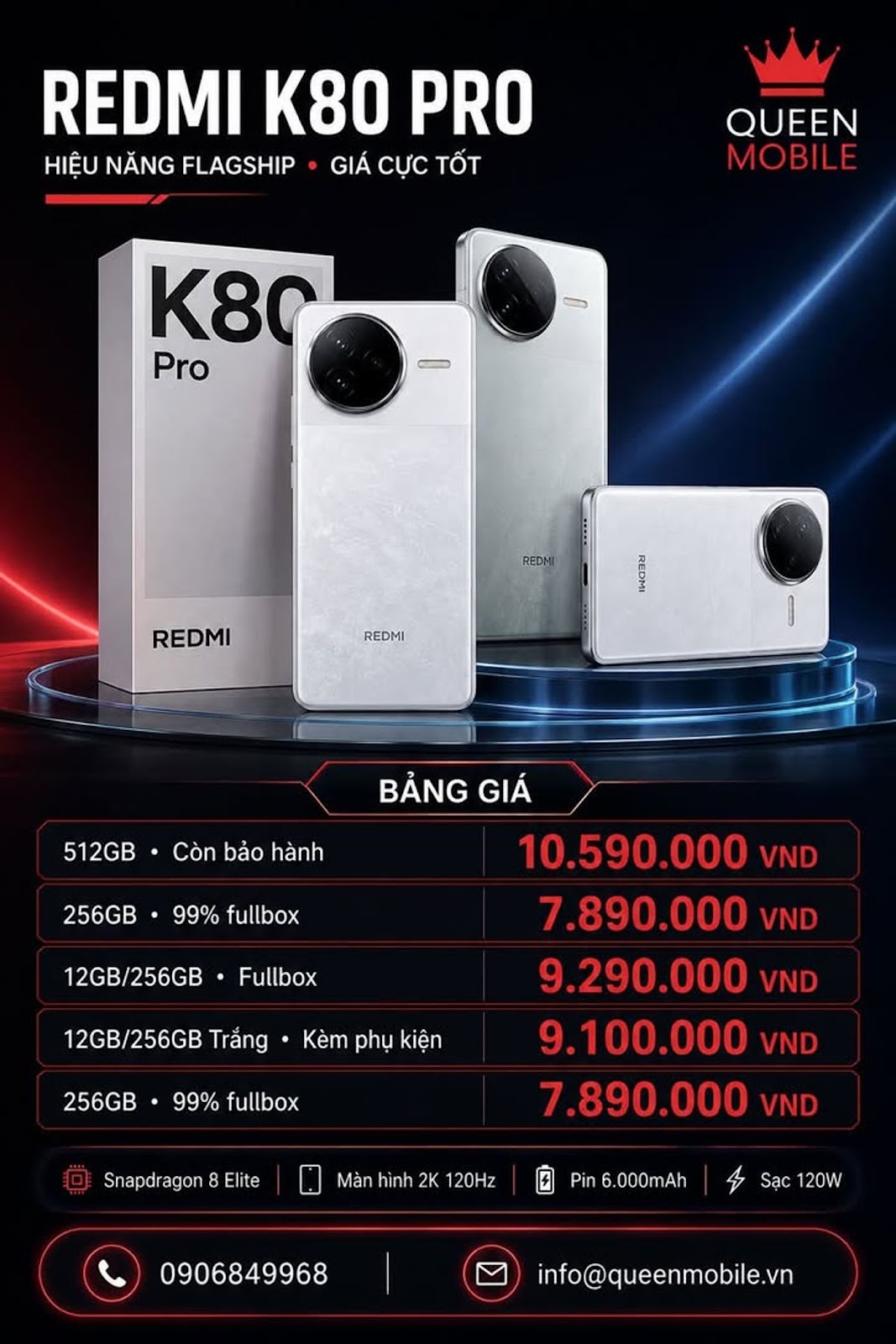 Redmi K80 Pro giá hấp dẫn, hiệu năng Snapdragon 8 Elite #RedmiK80Pro #Xiaomi #Snapdragon8Elite #ĐiệnThoạiXiaomi #MáyCũGiáTốt #QueenMobile