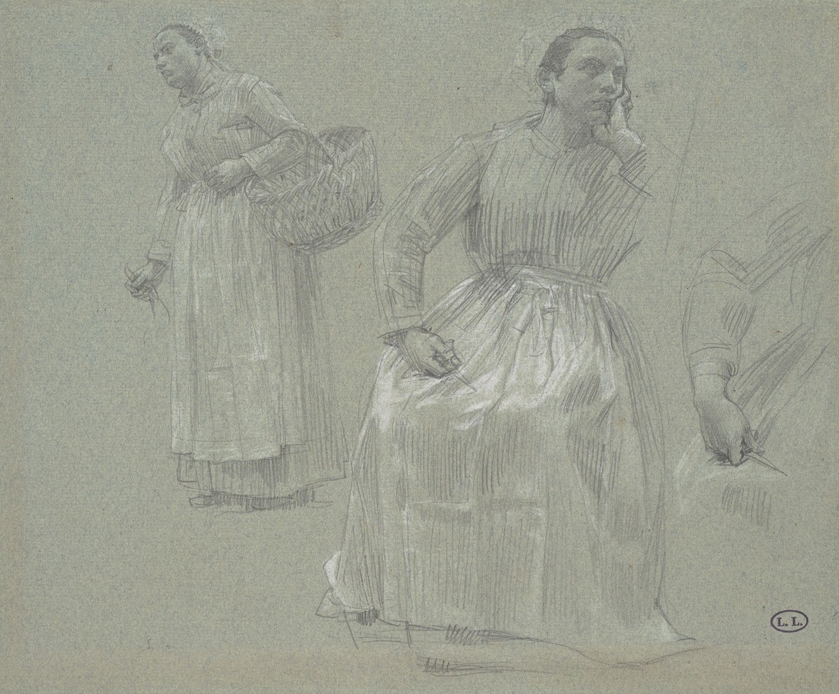 Study of Two WomenOne Seated and One Holding a Basket 1879
